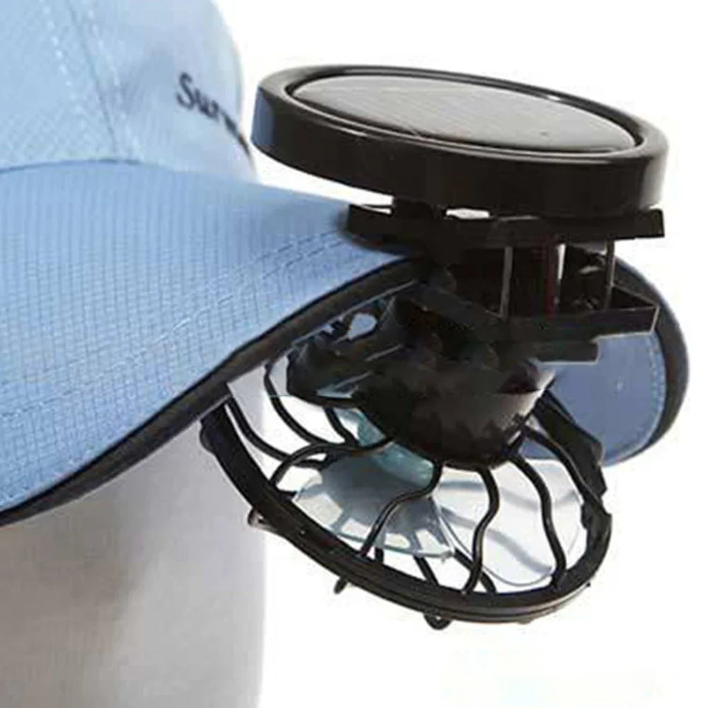 Solar Clip On Hat Fan │ Portable Mini Cooling │ Travel & Fishing │ Black