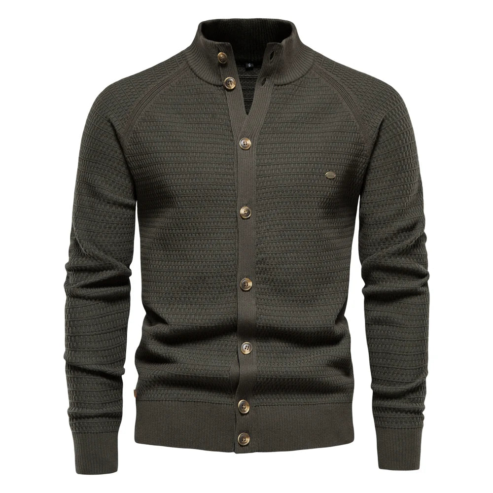 Covernorth Men’s Textured Mock Neck Button-Down Cardigan