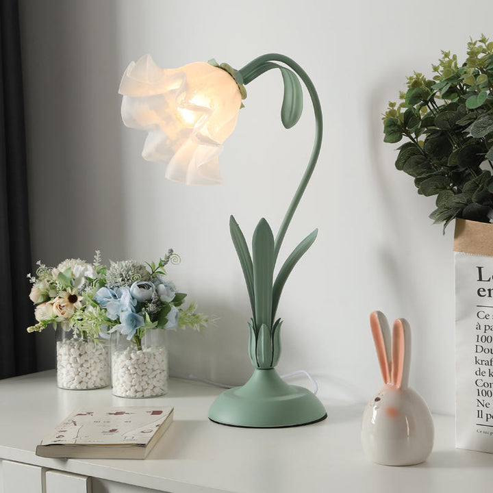Tulip Flower Desk Lamp | Warm Glow | Bedside, Nursery & Study | Green