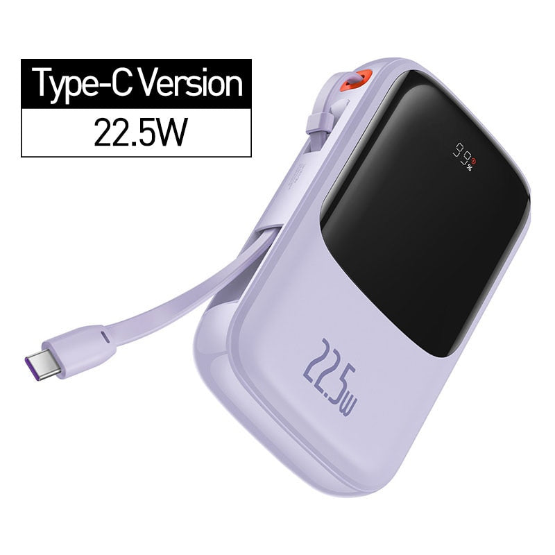 Mini Power Bank with Cable | 10000mAh Fast Charging | Travel & Daily Use