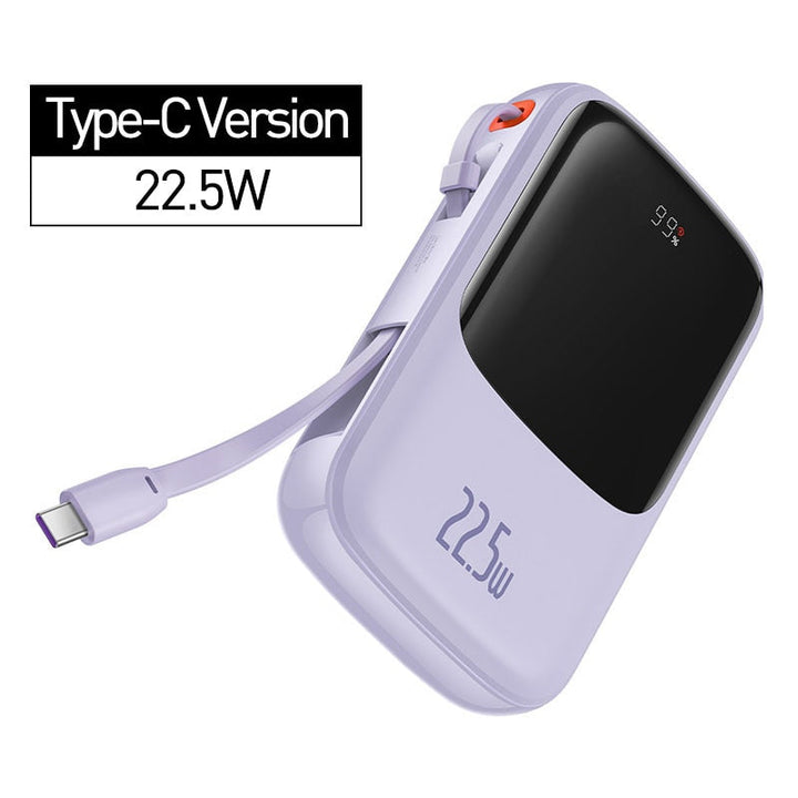 Mini Power Bank with Cable | 10000mAh Fast Charging | Travel & Daily Use