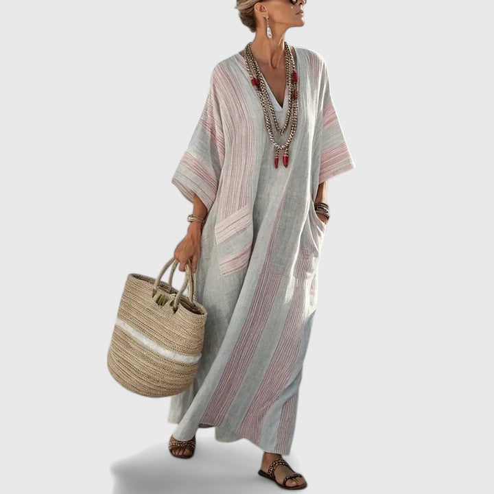 Women's Linen Kaftan Maxi Dress