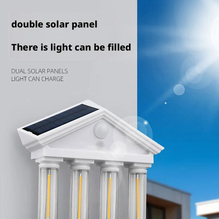 Solar Wall Lamp │ Motion Sensor, Dual Panel │ Patio & Porch │ White