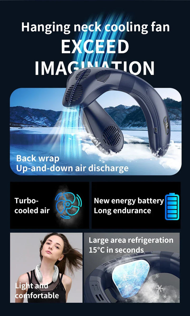 Portable Neck Fan | Hands-Free Cooling & Long Battery | Outdoor, Travel & Work