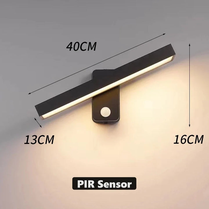 Motion Sensor Wall Light | 350° Rotatable, Safe | Porch & Path | Black
