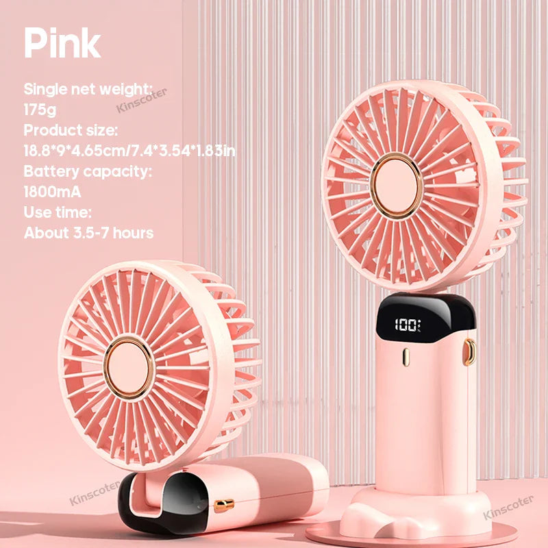 Rechargeable Portable Handheld Cooling Fan with LED Smart Display