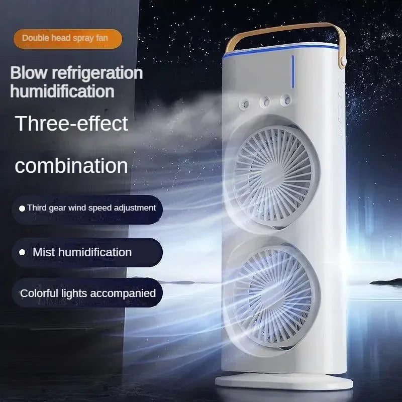 Dual Fan Tower Mist Fan | Cooling Humidifier & LED | Bedroom & Living | White