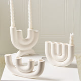 Modern Candle Holder │ Ceramic, Modern Arch Design │ Living Room & Table │ White