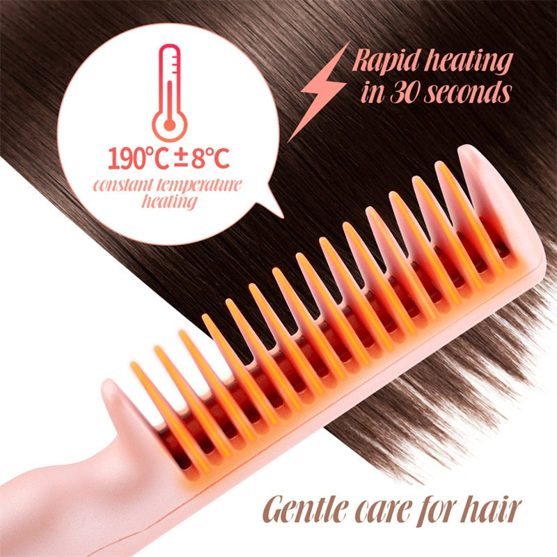 Mini Hair Straightener Brush | Fast Heating Ceramic Styling | Daily Hair Care & Travel