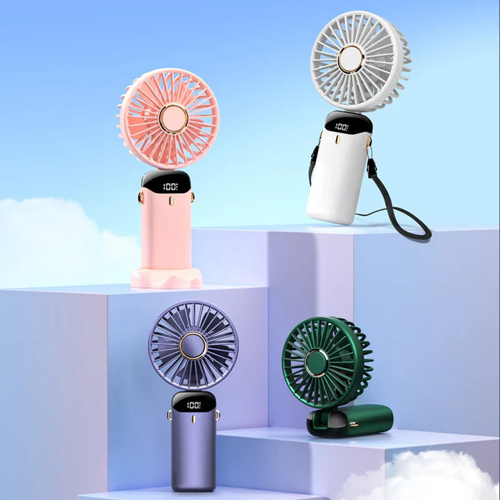Rechargeable Portable Handheld Cooling Fan with LED Smart Display