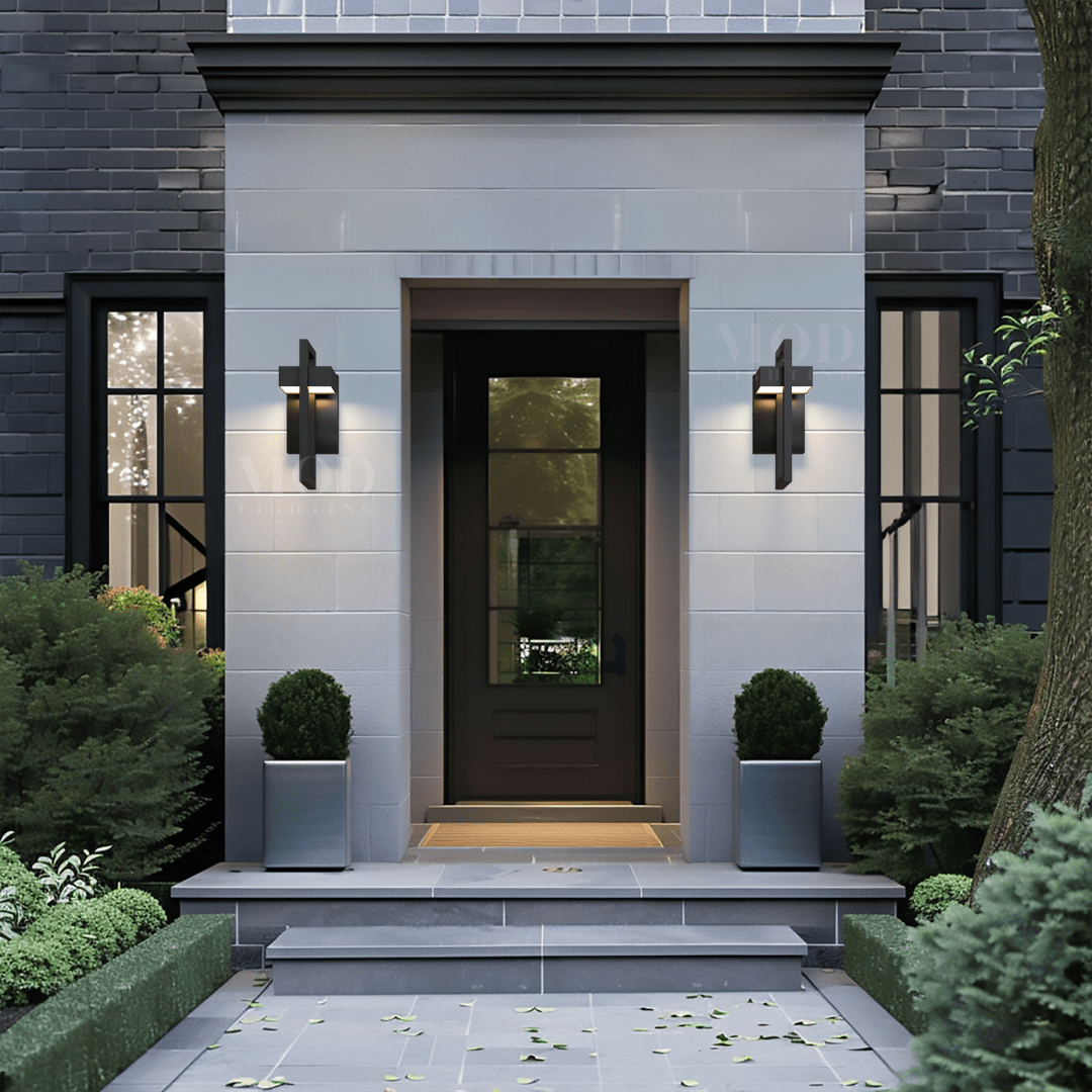 Modern Geometric LED Outdoor Wall Sconce Architectural Entryway Light