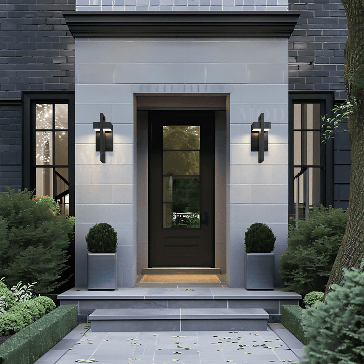 Modern Geometric LED Outdoor Wall Sconce Architectural Entryway Light
