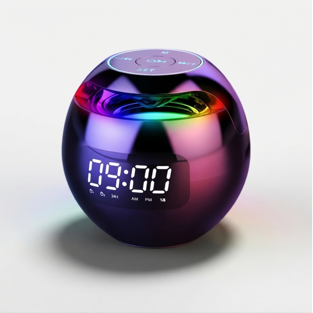 Spherical Digital Alarm Clock with LED Light