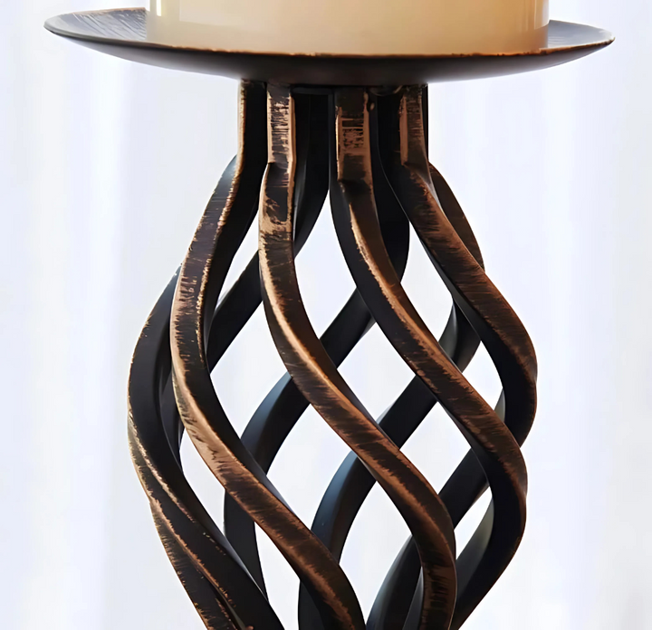 Candle Holder | Iron Twisted Pillar Stand | Living Room & Dining