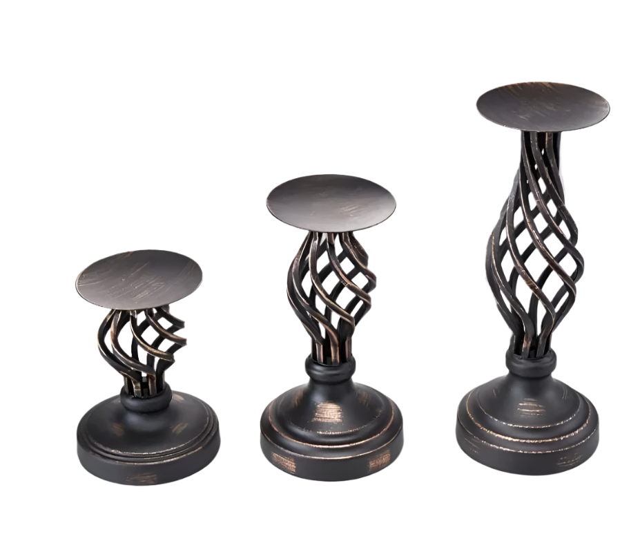 Spiral Candle Holder | Elegant Wrought Iron Decor | Table & Shelf