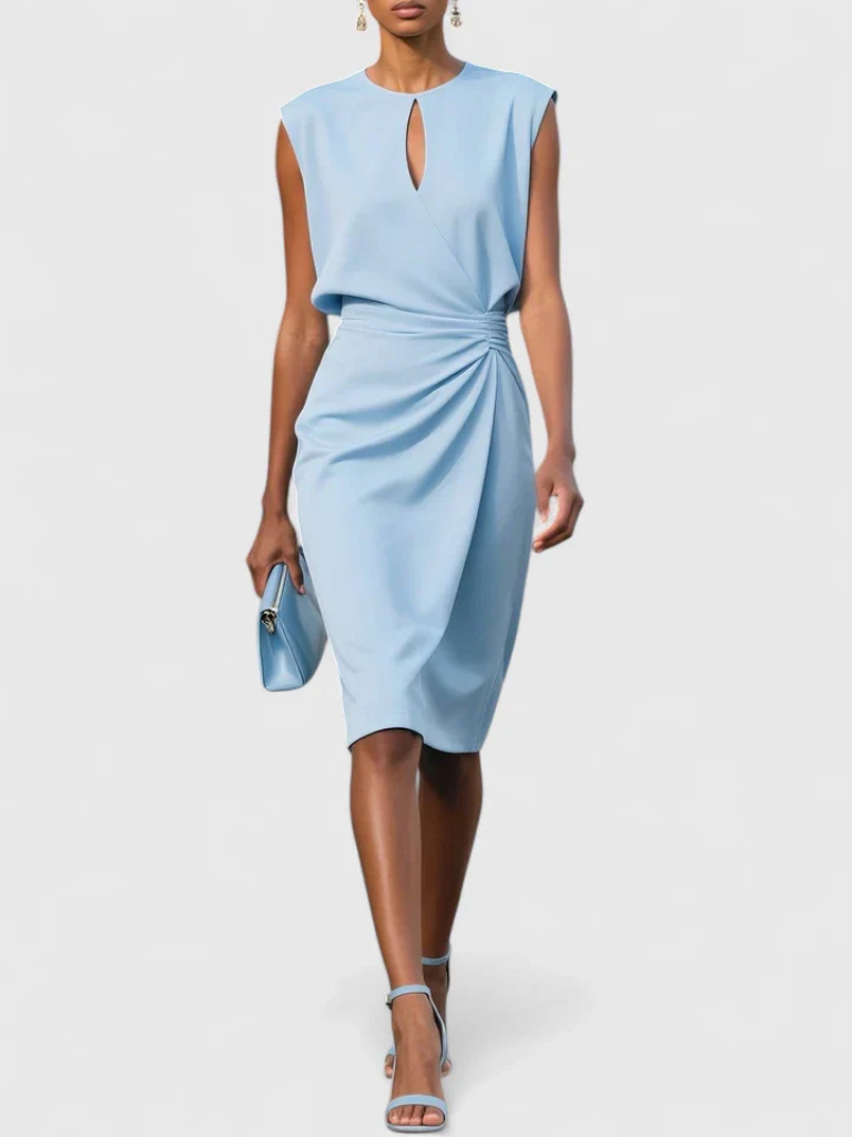 Women's Sleeveless Ruched Midi Dress
