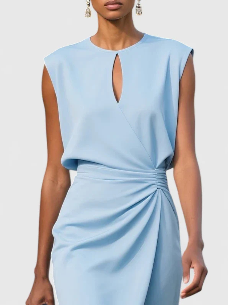 Women's Sleeveless Ruched Midi Dress