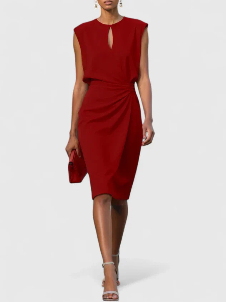 Women's Sleeveless Ruched Midi Dress
