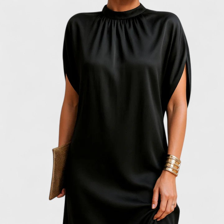 Covernorth Women's Mock Neck Satin Shift Dress