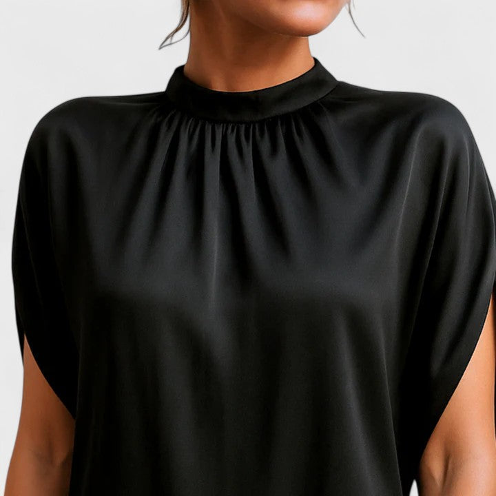Covernorth Women's Mock Neck Satin Shift Dress