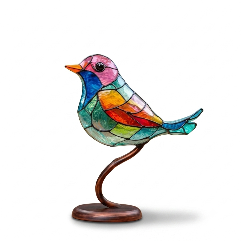 Vibrant Glass Bird Art Sculpture Figurine