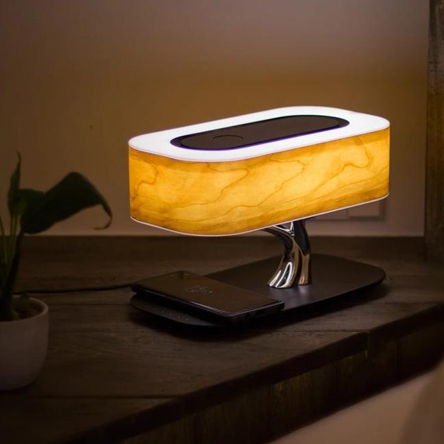 Elegant Wood Grain Tree of Light Bedside Wireless Charging Lamp
