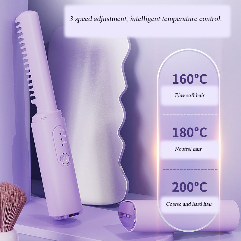 Wireless Hair Styler Comb | Cordless Anti-Burn Design | On-the-Go Styling