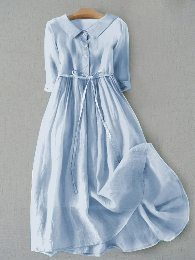 Women's Collared A-Line Midi Dress
