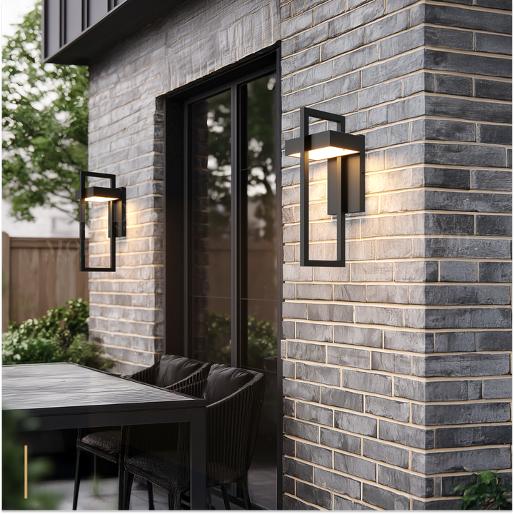Modern Geometric LED Outdoor Wall Sconce Architectural Entryway Light