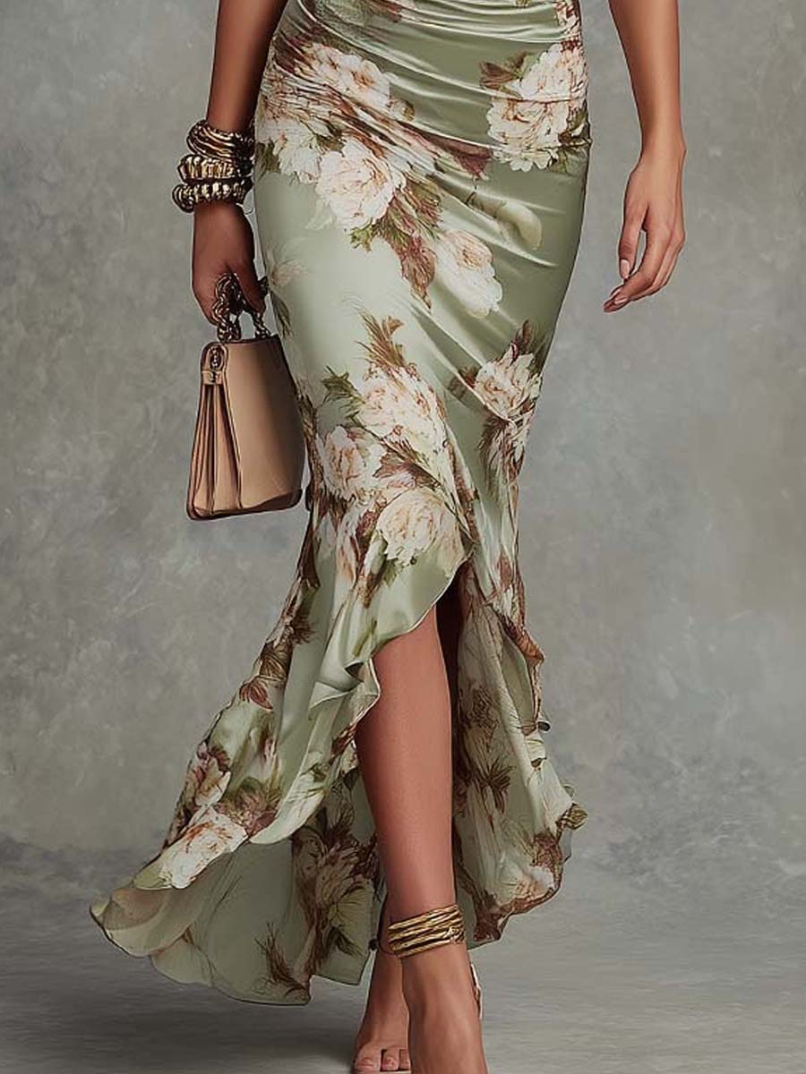 Women’s Floral Ruched Maxi Dress