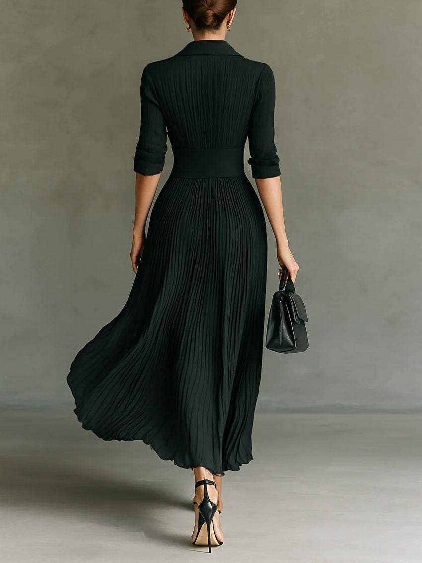 Covernorth Long-Sleeve Pleated Maxi Dress