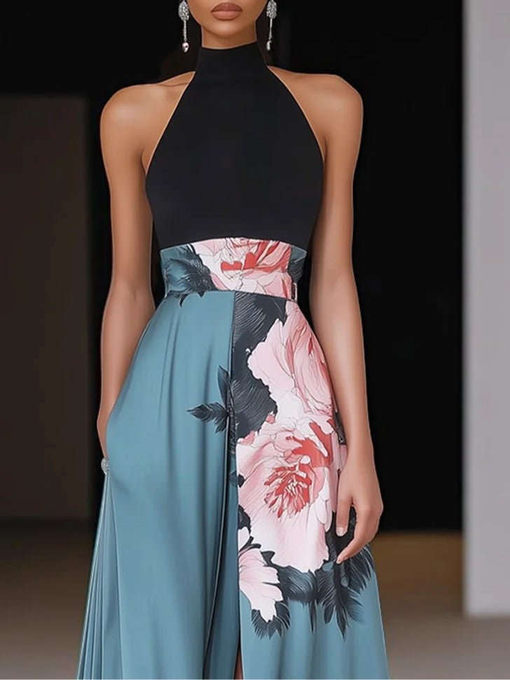 Covernorth Women's Halter Neck Floral Maxi Dress