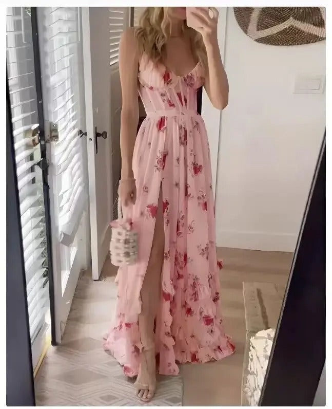 Women's Floral Corset Maxi Dress