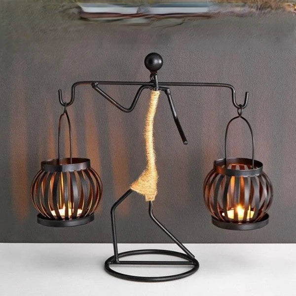 Metal Figure Candle Holder | Warm Glow Ambient Decor | Living Room