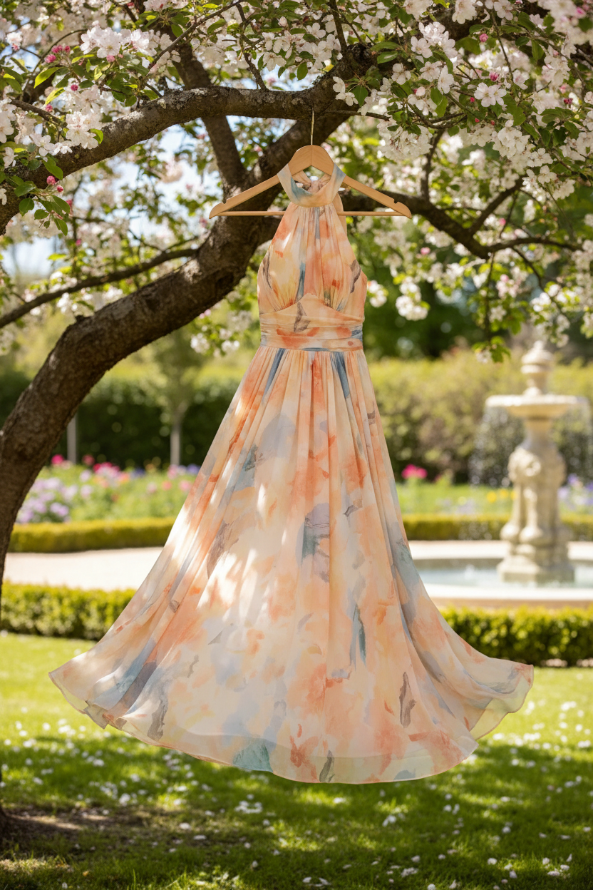 Women’s Floral Halter Midi Dress