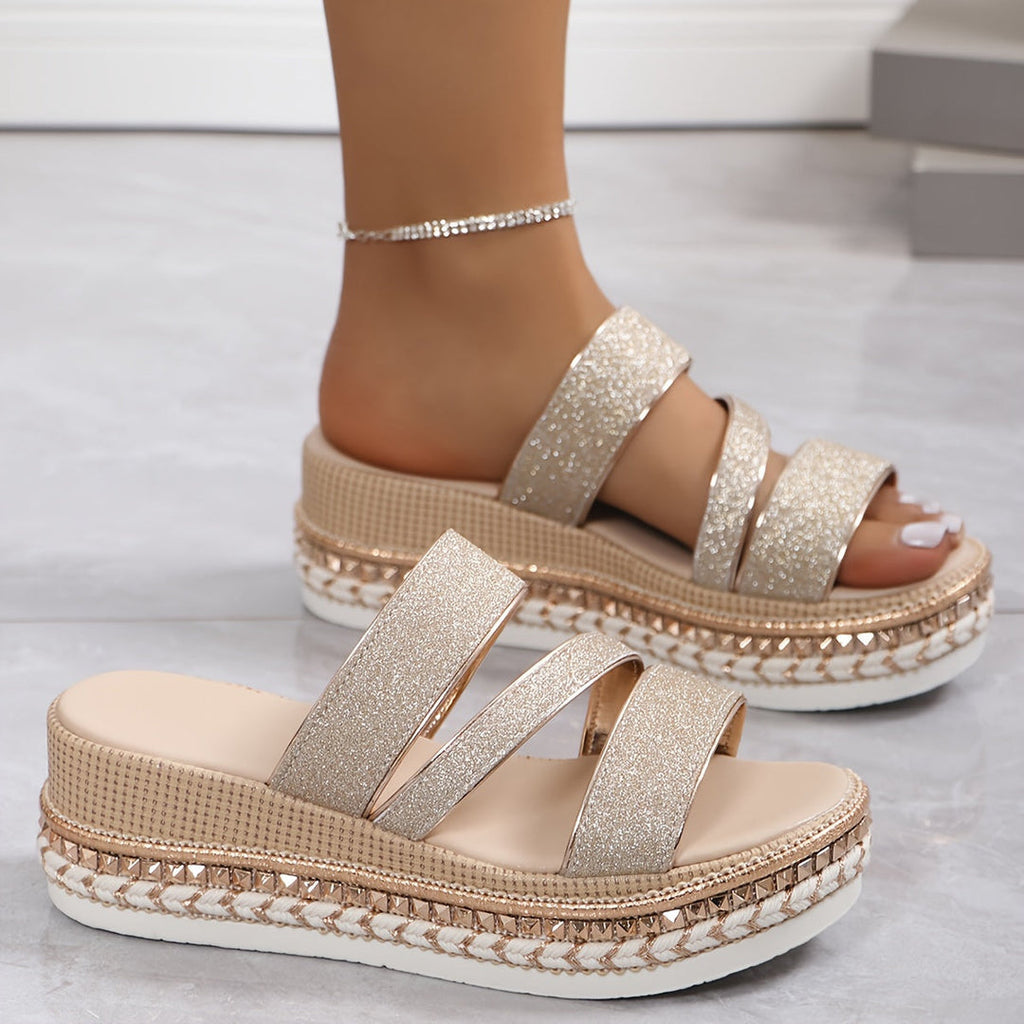 Covernorth Women’s Shimmer Platform Slide Sandals