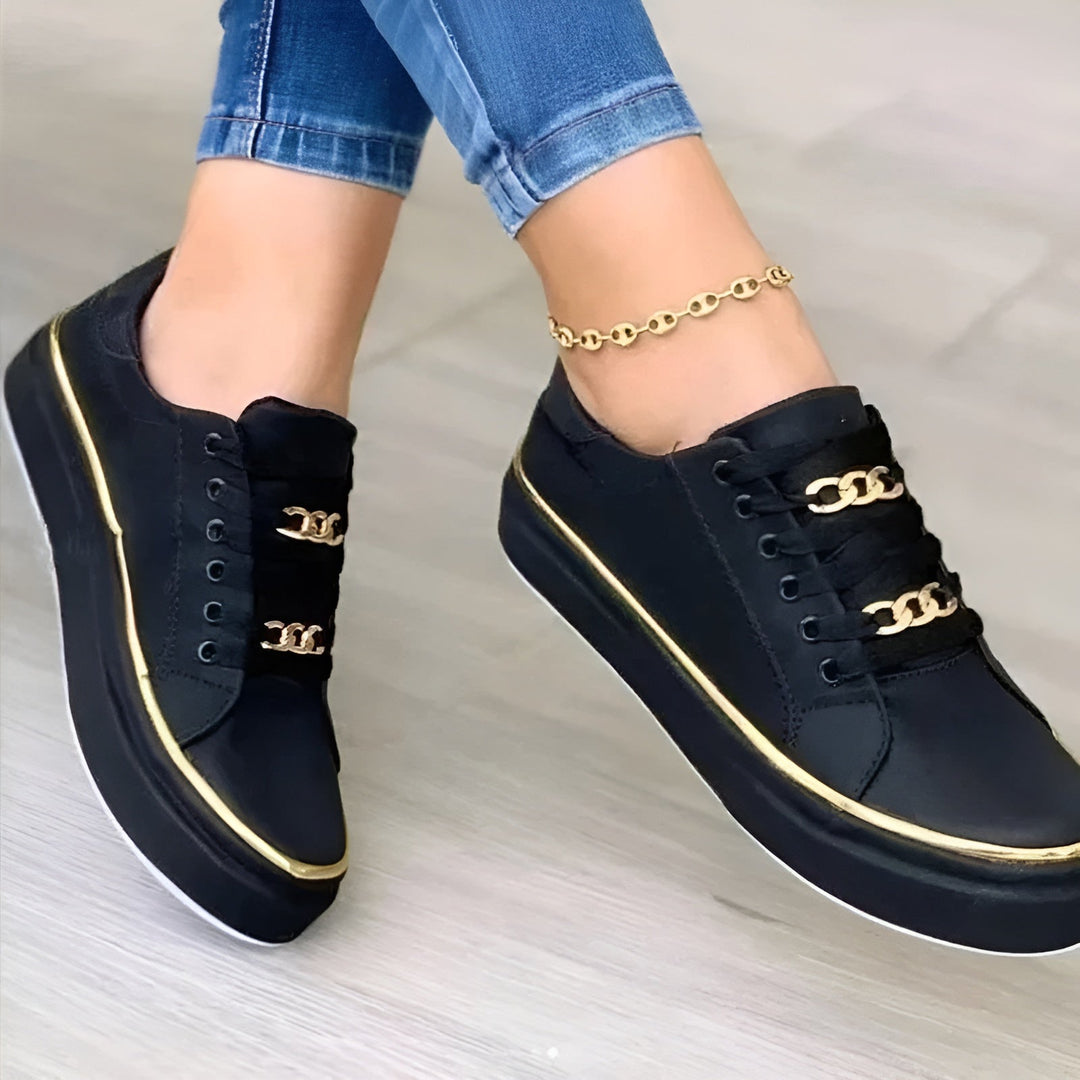 Women's Metallic Trim Lace-Up Sneakers
