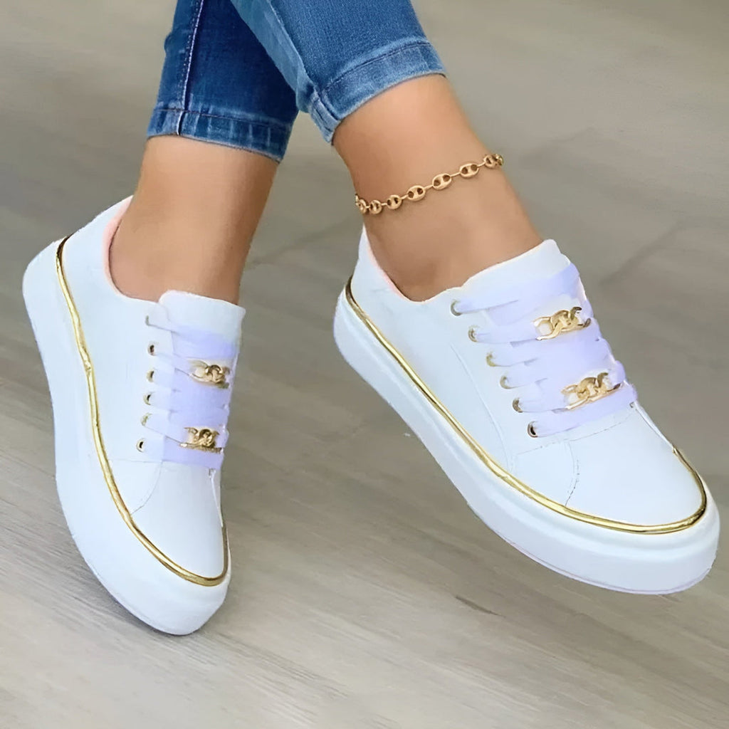 Women's Metallic Trim Lace-Up Sneakers