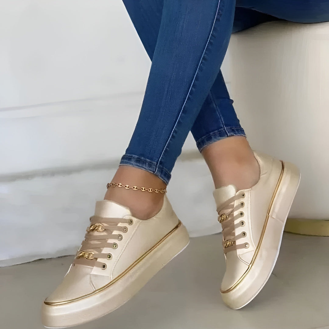 Women's Metallic Trim Lace-Up Sneakers