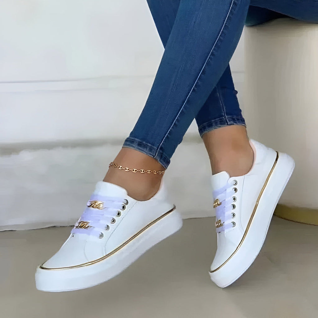 Women's Metallic Trim Lace-Up Sneakers