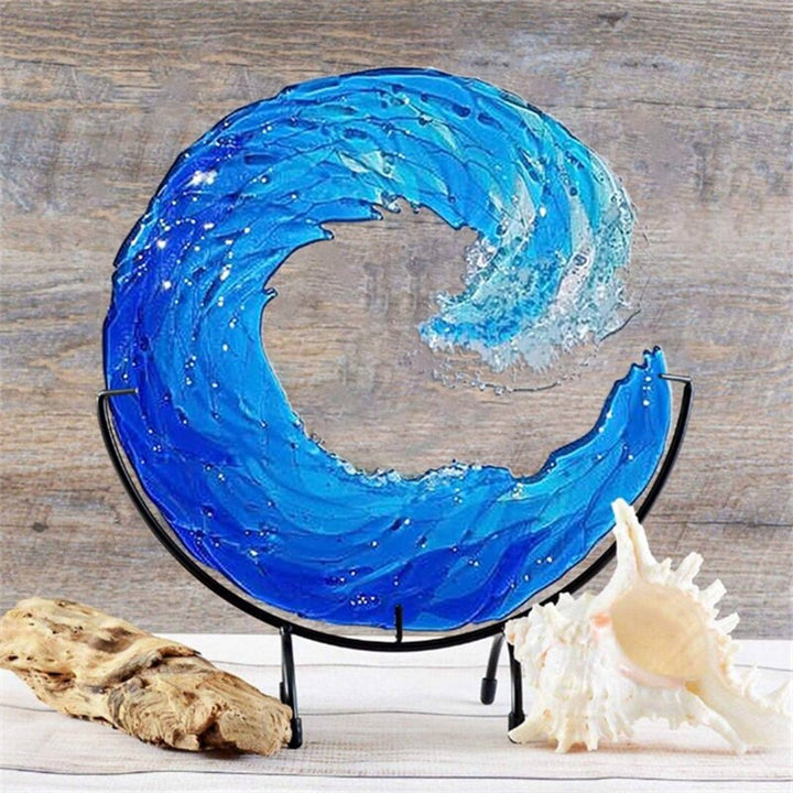 Ocean Wave Stained Glass Sculpture