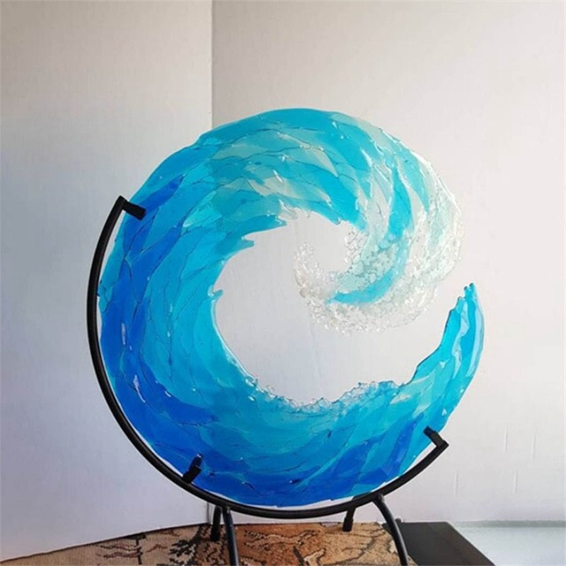 Ocean Wave Stained Glass Sculpture