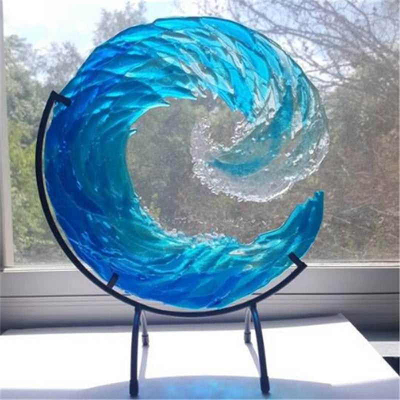 Ocean Wave Stained Glass Sculpture