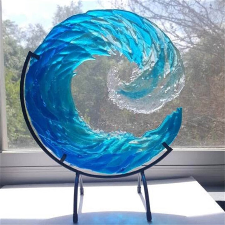 Ocean Wave Stained Glass Sculpture