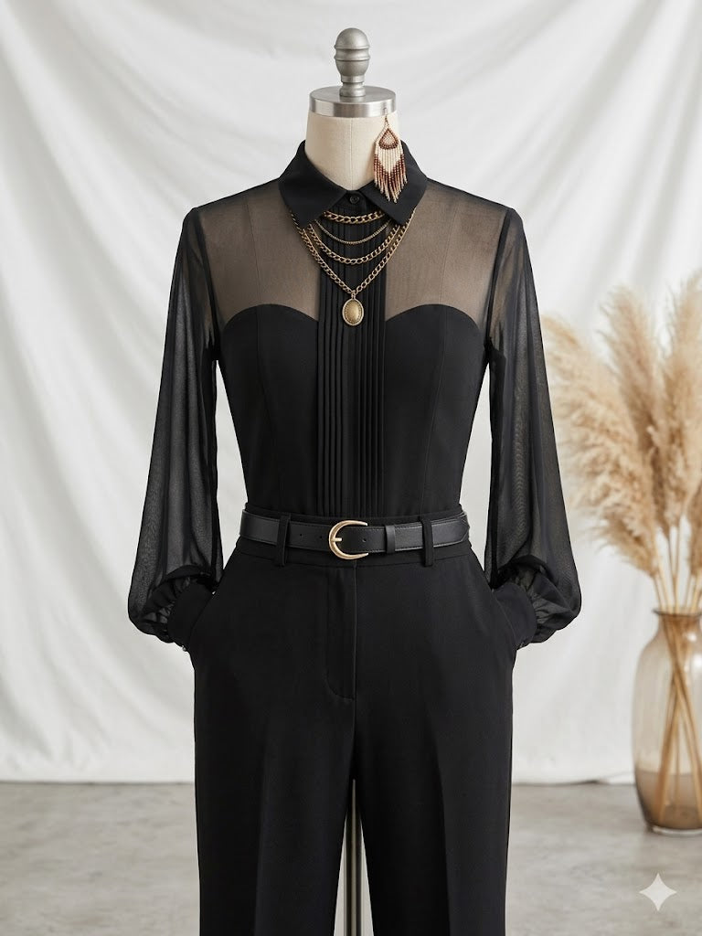 Women’s Sheer Long Sleeve Blouse