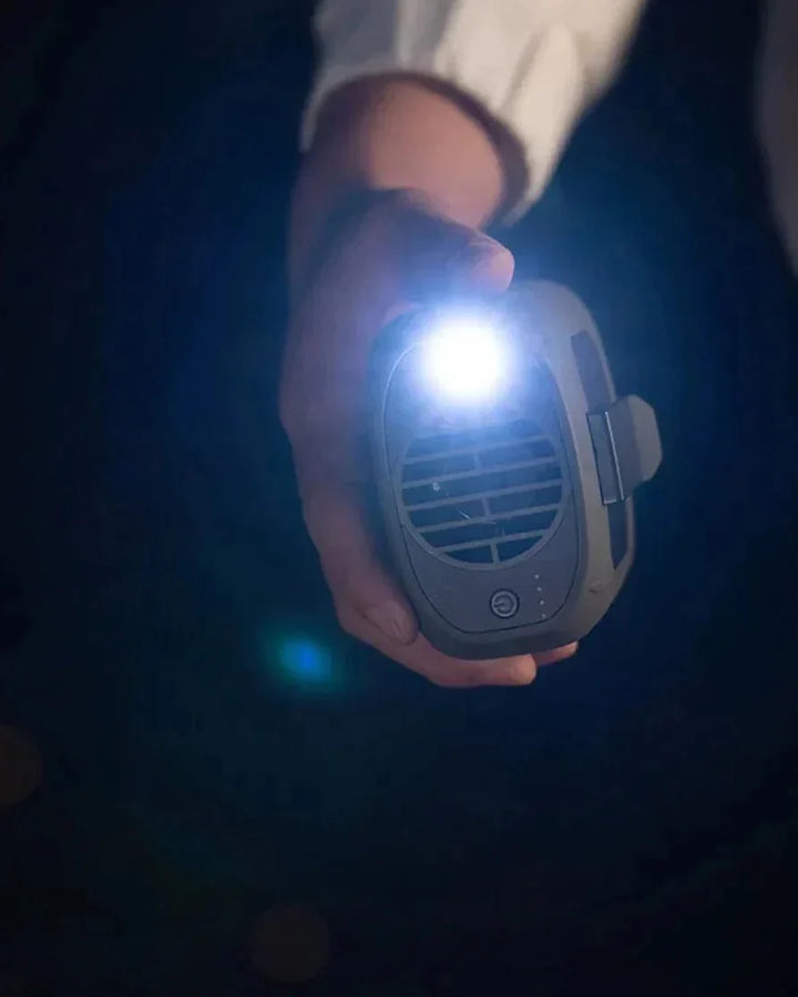 Portable Waist Fan | USB Rechargeable & LED Light | Camping & Hiking