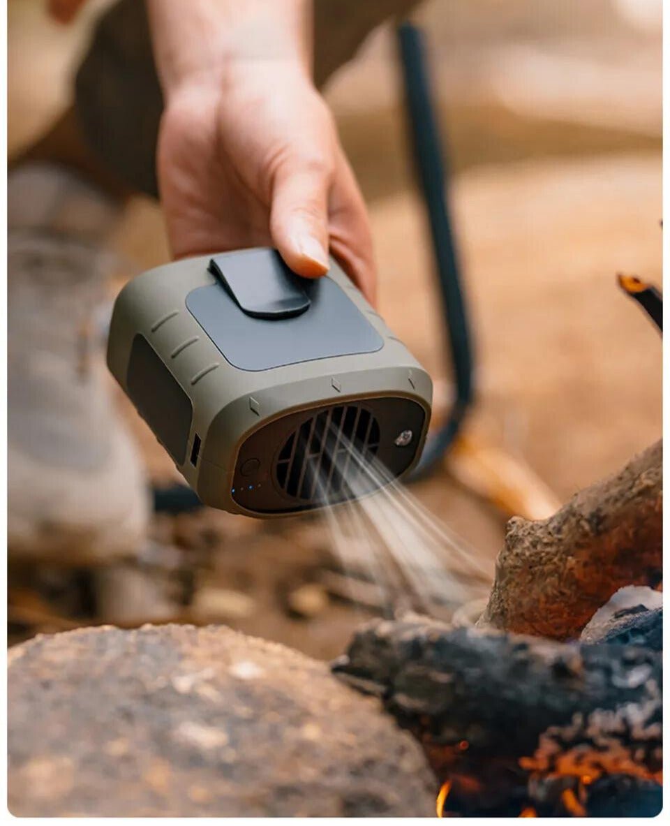 Portable Waist Fan | USB Rechargeable & LED Light | Camping & Hiking