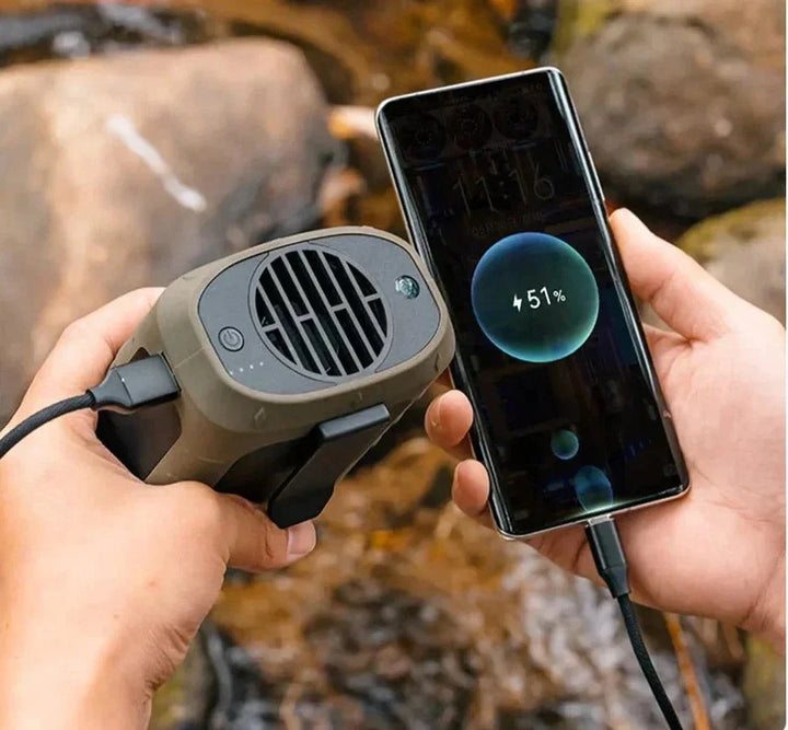 Portable Waist Fan | USB Rechargeable & LED Light | Camping & Hiking