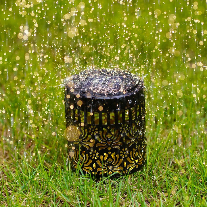 Decorative Solar Wall Lamp Metal Peony Pattern Outdoor Lighting 2 Piece Set