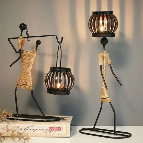 Metal Figure Candle Holder | Warm Glow Ambient Decor | Living Room